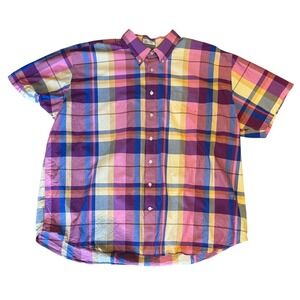 Cutter & Buck Button Down Shirt 3XB Multi-color Plaid Short Sleeve Cotton
